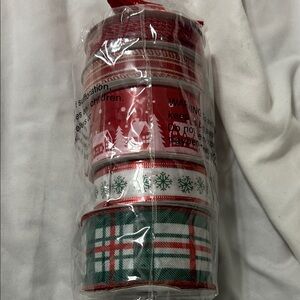 Festive Red and Green Ribbon Set